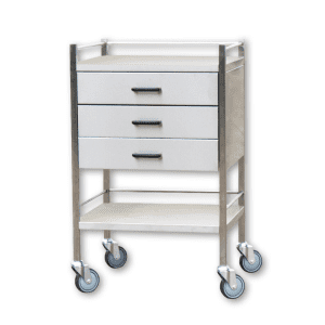 Advance Trolleys Stainless Steel Medical Trolley 3 drawer