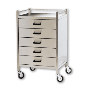 Advance Trolleys Stainless Steel Medical Trolley 5 drawer