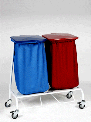 Advance Trolleys Soiled Linen Trolleys with Blue and Red bags and plastic lids