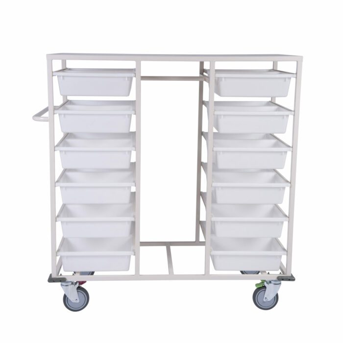 Advance Trolleys Double Sided 24 Basket Storage Trolley with Rack
