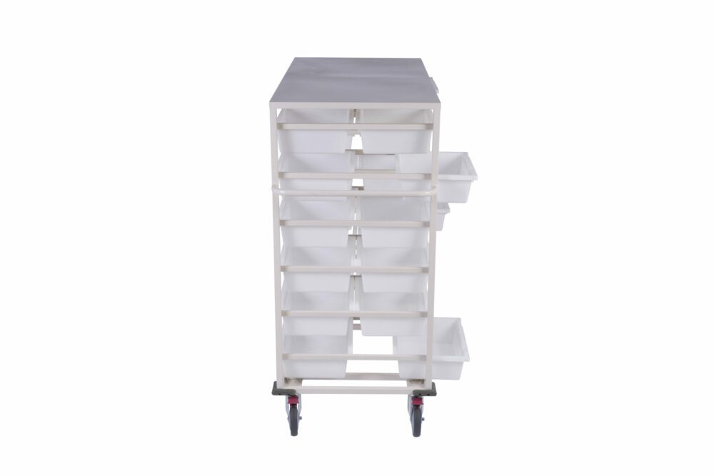 Advance Trolleys Double Sided 24 basket Storage Trolley with Rack