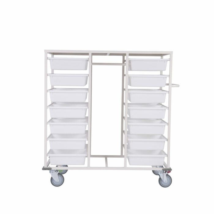 Advance Trolleys Double Sided 28 Basket Storage Trolley with Rack