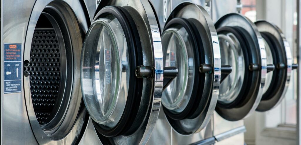 washing machines in a commercial laundry